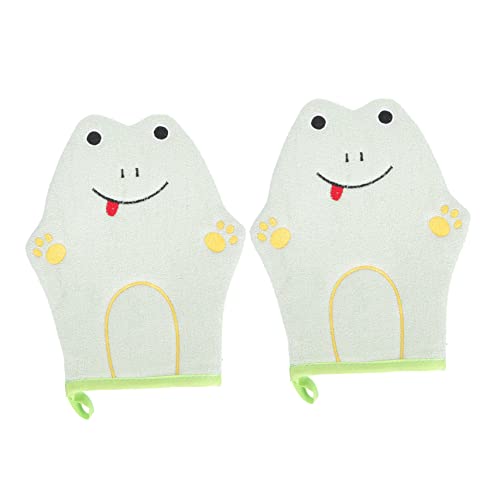 Angoily 2St Badehandschuhe Werkzeuge für Kinder Babyschwamm zum Luffa Damen Handschuhe Reisezubehör Handtücher zurückreiben Duschhandschuhe doppelter Zweck Frosch Handtuch Kleinkind von Angoily