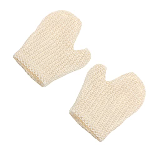 2St Badehandschuhe aus Sisal peeling handschuhe körper Peeling dusche handschuhe exfoliating glove exfoliate gloves Wäschesammler sauber Badetuch Putztuch Wäscher Fräulein Weiß von Angoily