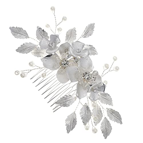 Angoily 2St Blumenkamm braut haarkamm Haarschmuck für die Braut Kopfschmuck aus Kristall Blumenhaar Tiara braut haarkamm Braut Hochzeit Haarkamm die Blumen Kopfbedeckung Kupferdraht von Angoily