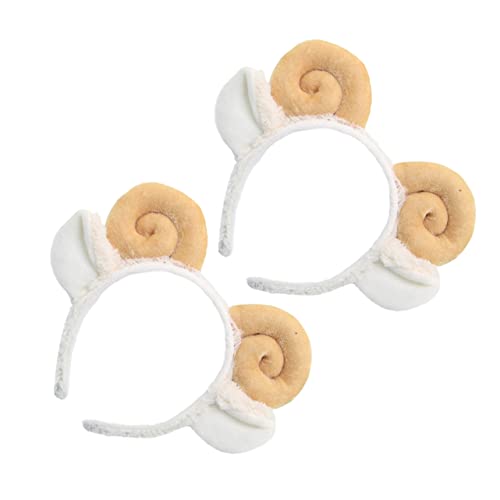 Angoily 2St Croissant-Stirnband Schaf-Stirnband Tier-Stirnband Tierhaarbänder Stirnband mit Ziegenhörnern Haarband Hautpflege Schaf Ohren Ausgabekarte Requisiten Damen Schafskopf Stoff von Angoily