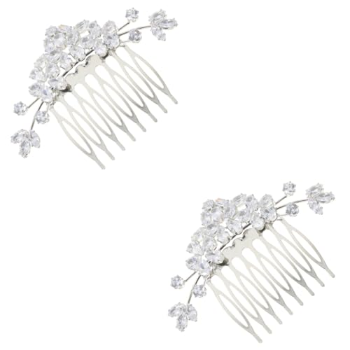 Angoily 2St Kamm Brauthaarkämme für die Hochzeit Braut Stirnband Braut Seite Tiara Haarschmuck für Frauen Hochzeit Haarkamm für die Braut Strasssteine Kopfbedeckung schmücken Haarteil von Angoily