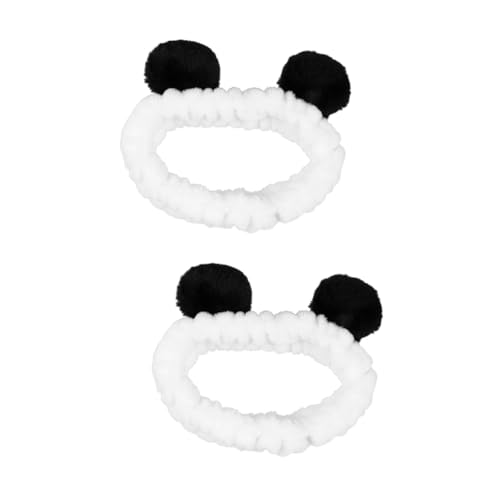 Angoily 2St Make-up-Haarband Haargummis für Mädchen Waschen Sie Gesicht Stirnband niedlich Make-up-Stirnband Haarbänder elastisches Stirnband Stirnbänder stricken Sport Schal Panda Damen von Angoily