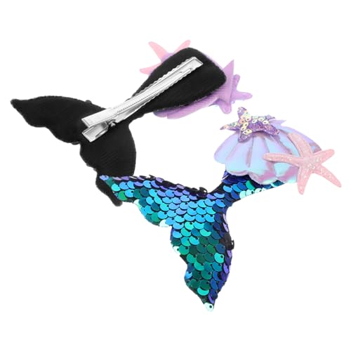Angoily 2St Meerjungfrau-Haarspange für Kinder Pferdeschwanzhalter-Clip Blumenmädchen-Kopfschmuck Haarspangen Haarklammer Ozean-Haar-Accessoires kleine Clips für Haare von Angoily