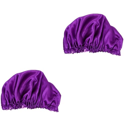 Angoily 2St Nachtmütze aus Satin haarschmuck Knopf Stirnband Duschhaube Haarkappe Fräulein Hut 100% Polyester Violett von Angoily