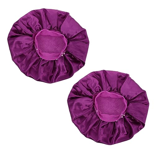 Angoily 2st Nachtmütze Haarturban Schlafmütze Hut Mit Hoher Elastizität Haarhauben Haarhut Wickeln Turbane Für Hauben Für Breitseite Schal Damen Violett Polyester von Angoily