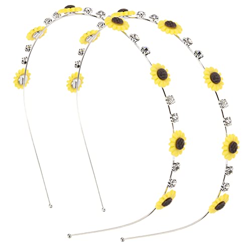 Angoily 2St Sonnenblumen-Stirnband sonnenblumen haarreif hair accessories for girls Blumenstirnbänder Stirnband für Damen Tiara Haarband Haarschmuck aus Sonnenblumen mädchen stirnbänder von Angoily