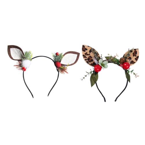 2St Stirnband mit Leopardenohren kinder haarschmuck kinder weihnachtsdeko Tierohren Haarband Haarbänder Katzenohren Haarband Leoparden-Haarband Mädchen Kopfbedeckung Zubehör Stoff von Angoily