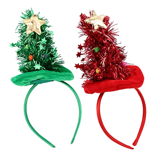 Angoily 2St Weihnachtsstirnband Weihnachtskostüm grüne Hüte christmas haarreif christmas headband Kappen Haargummi weihnachtsbaum kopfschmuck weihnachtsbaum haarband Hut von Angoily