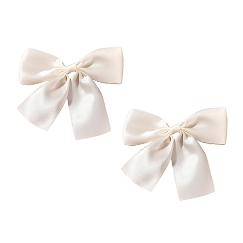 Angoily 2St braut hochzeit Haarspangen aus Satinband bow hair tie white big white hair bow haarschmuck Mädchen Haarnadel Schleife Stirnband Kind Krawatte Stoff Weiß von Angoily