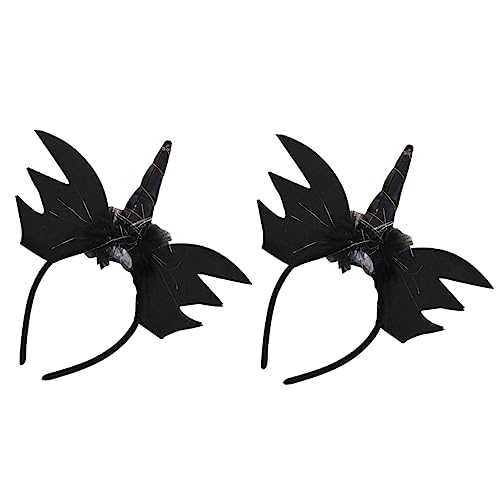 Angoily 2st Einhorn Stirnband Haarband Aus Teufelshorn Schwarze Zierleiste Haarbänder Für Mädchen Haarreifen Ghul Halloween-dekor Party Head Bopper Cosplay Kopf Stoff Kind von Angoily