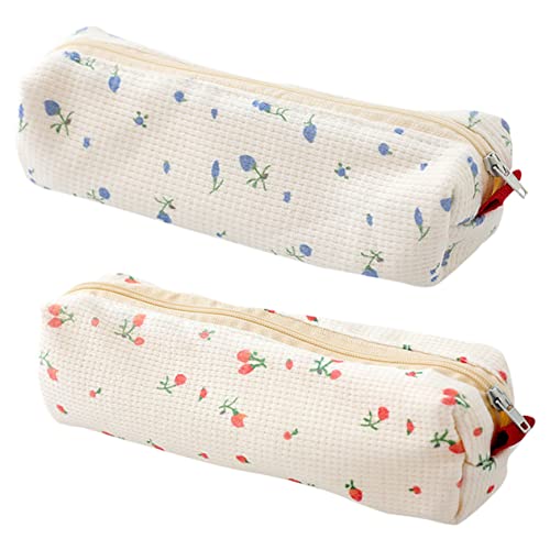 Angoily Blumenmuster Federmäppchen 2 Stück Kosmetiktasche mit Reißverschluss Großes Fassungsvermögen für Schule und Reisen für Schüler und Erwachsene von Angoily