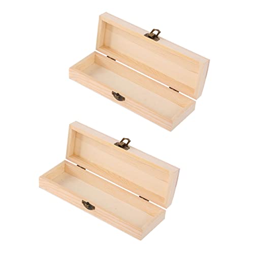 Angoily 2er-Packung Federmäppchen Aus Holz Bleistift Klein Unvollendet Schreibwaren Unbemalt Lagerung Wirklich Aufbewahrungsbehälter Für Stifte Aufbewahrungsbox Für Stifte Khaki Hölzern von Angoily