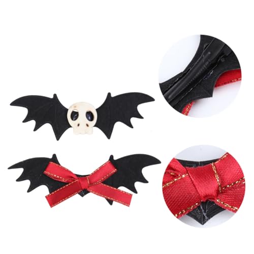 Angoily 2st Halloween-karte Teufelshörner Cosplay-schädel-haarspangen Halloween-fledermaus-haarnadel Haarspangen Für Frauen Bögen Fledermausflügel Fräulein Skelett Harz von Angoily