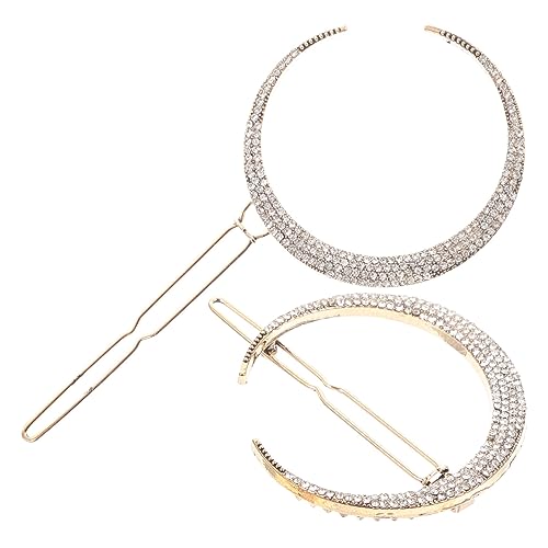 Angoily 2St Mond Haars pange haarschmuck Haarspangen Frauen Haarspange Strass-Outfit Haarnadel Haarklammer Haar Klammern Haarspange Haarspange Modellieren einstellen Klipp von Angoily