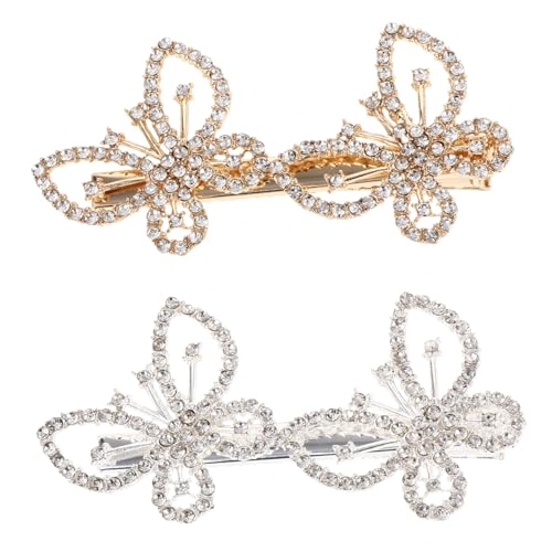 Angoily 2st Schmetterlings-haarspange Clips Haarspangen Für Damen Haarschmuck Für Mädchen Haarspangen Aus Metall Für Damen Haarstyling-clip Frauen Diamant Fräulein Schmücken Strasssteine von Angoily