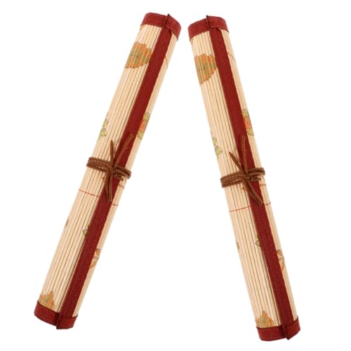 Angoily 2stücke Aquarellpinselhalter Aus Bambus Pinselrolle Für Künstler Roll-up-stifteetui Für Chinesische Pinsel Bambus-Marker-Organizer Tragbare Pinselaufbewahrungsrolle Für Reisen von Angoily