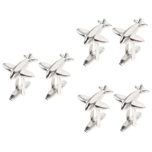 Angoily 3 Paare Herren Manschettenknöpfe Flugzeugdesign Dekorative Cufflinks Hochwertigem für Anzüge Elegant für Partys und Besondere Anlässe Silberfarben von Angoily