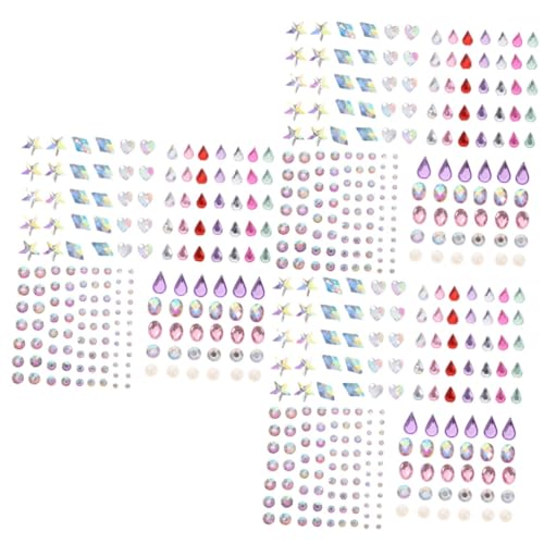 Angoily 3 Sets Fashion Face Jewels Stick on Jewels Sticker Selbstklebender Glitzer Für Make-up 4 Blätter * 3 von Angoily