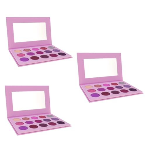 Angoily 3 Stück 15 bunter Lidschatten kompakter Lidschatten für Frauen Make-up-Palette Lidschatten kompakt Perlmutt Pulver Lidschatten-Box Lidschatten-Palette Fräulein Violett von Angoily