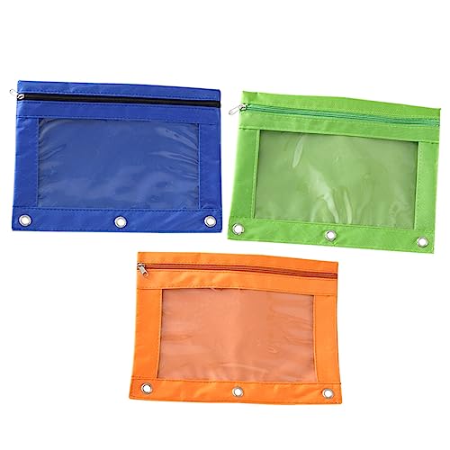 Angoily Bleistifttasche 3 Stück für 3-Ring Ordner Reißverschluss Ordner Stiftetasche aus Strapazierfähigem Oxford Gewebe Transparente Aktentasche für Büro Schule und Reisen von Angoily