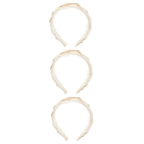 Angoily 3St Organza Stirnband geflochtenes Stirnband Frühlings-Haar-Accessoires Haarband Haargummis gepolsterte Stirnbänder für Damen Chiffon-Stirnband Mädchen Liner Tuch Weiß von Angoily