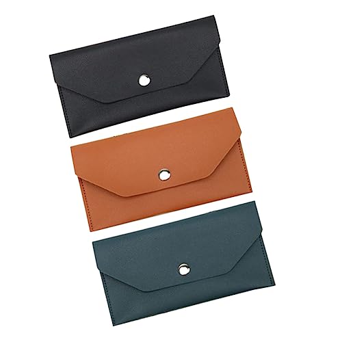 Angoily 3 Stück PU Brieftasche Stilvoller Kartenhalter Platz für Bargeld und Visitenkarten Hochwertiges Langlebiges Design für Besondere Anlässe Schwarz Braun Grün von Angoily