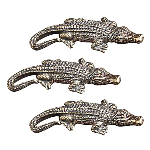 Angoily 3 Stück Retro-Messing-Alligator-Anhänger, einzigartige Hängedekoration für Schlüsselanhänger und Rucksäcke, kleines Alligator-Schreibtisch-Zubehör, kreatives Handwerk für Heimdekoration von Angoily