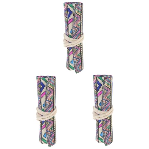 Angoily 3 Stück Roll Up Federmäppchen aus Große Kapazität für Stifte und Bleistifte Stiftetasche für Künstler und Erwachsene Dekoratives Design für Zeichnen von Angoily