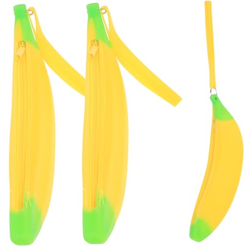 Angoily 3 Stück Silikon Bananen Stifteetui Cartoon Federmäppchen für Schreibwaren Organizer Großes Fassungsvermögen Tragbar und Einzigartig von Angoily