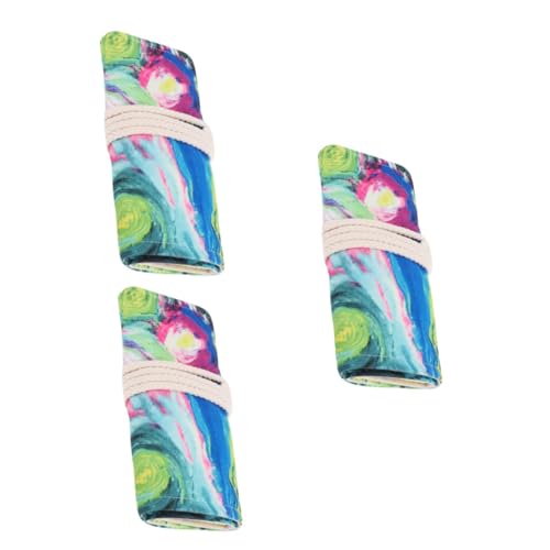 Angoily 3 Stück Slots Canvas Bleistift Tasche Handgemachte Roll Up Stifttasche für Künstler für Buntstifte Marker und Pinsel Tragbar und Praktisch für Unterwegs von Angoily