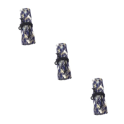 Angoily 3 Stück Stifterolle Große Kapazität Roll Up Federmäppchen für Buntstifte Aquarellstifte und Pinsel Praktischer Organizer für Künstler und Reisen Chinesisches Design Winterbambus von Angoily