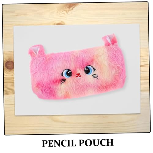Angoily 3 Stück Teiliges Federmäppchen Katze aus Weichem Plüsch mit Reißverschluss Farbverlauf-mäppchen für Kosmetik Stifte und Kleinigkeiten Kuscheliger Organizer für Schule Büro und von Angoily