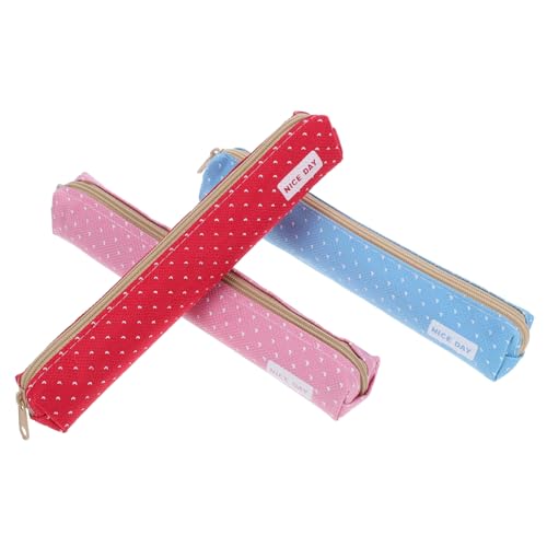 Angoily 3stücke Federmäppchen Aus Segeltuch Mit Reißverschluss Kleines Süßes Federmäppchen Für Teenager-mädchen Geräumige Schreibwaren-Tasche Für Schule Und Reisen Organizer Für von Angoily