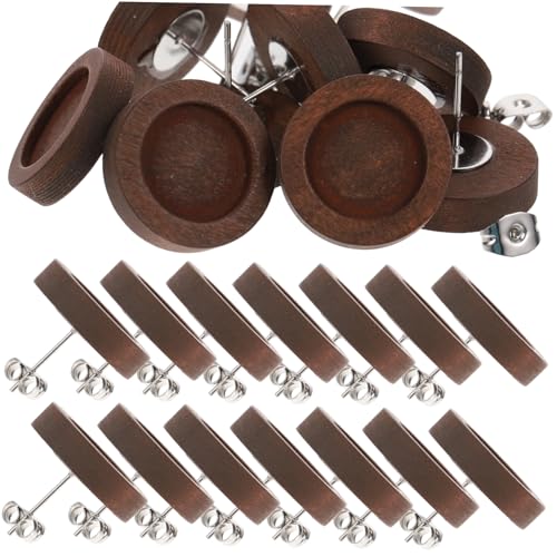 Angoily 30 Stück Teiliges Holz Ohrstecker Rohlinge Flache Ohrring Basis aus Langlebigem Holz und für DIY Ohrstecker Schmuckherstellung Damen Zubehör von Angoily