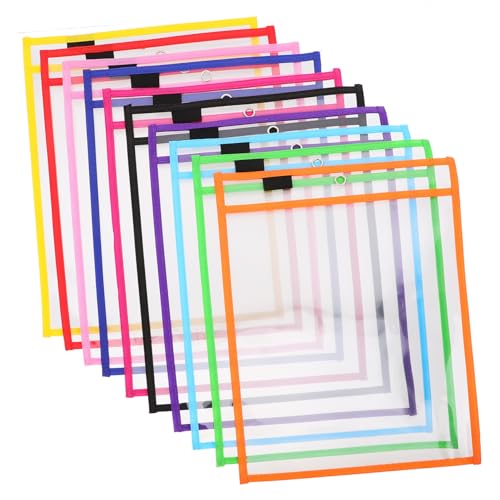 Angoily 30 Stück Teiliges Wiederverwendbare Trocken Abwischbare PVC Schutztaschen mit Stifthalter und Metallöse Wasser und Schmutzabweisend Vielseitig für Schule Büro und von Angoily