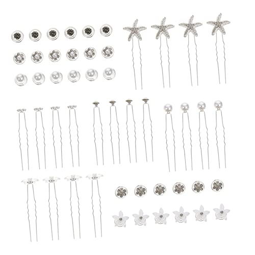 Angoily 30St Haarnadel haarschmuck Haarspangen Haarklammern für Frauen Brautjungfer Perlen Tiara Hochzeit u Haargabel Hochzeit Haargabel die Blumen U-Clip Aluminiumlegierung von Angoily