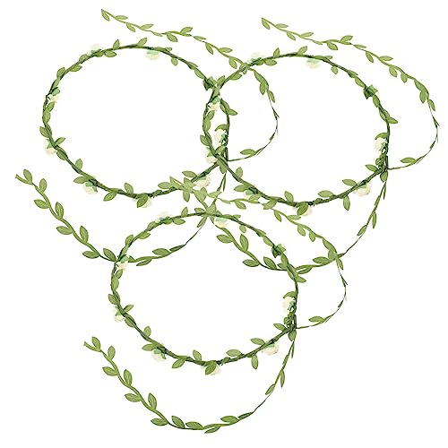 Angoily 3St Blumenstirnband für Frauen Blumenkrone Haarschmuck mit Blumen Tiara Haargummis Krone Blumenmädchenkrone Blatt Kopfbedeckung Dekorationen Requisiten Braut Kranz Eisen von Angoily