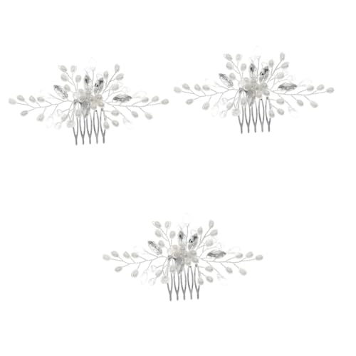 Angoily 3st Brautperlenkamm Mädchen Kopfbedeckungen Für Die Hochzeit Hochzeitskopfschmuck Für Die Braut Hochzeit Haarkamm Perlen Tiara Strass Damen Hochzeitskleid Zubehör von Angoily