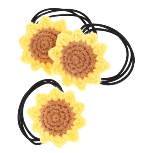 3St Haarschmuck Haarseile für Mädchen Elastische Haargummis für Kleinkinder Haargummi mit Blumenmuster Elastizität Stirnband Handwerk Pferdeschwanz Damen häkeln Baumwolle von Angoily