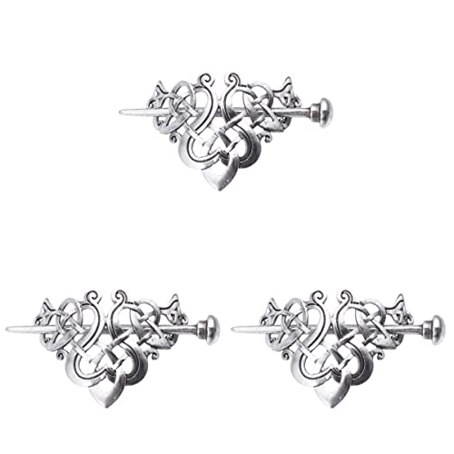 Angoily 3St trendiger Schmuck Hochsteckfrisur Silber Haarspangen Haarklammer Haarnadel Jahrgang Haarspange mit Wikinger Haarstäbchen Legierung Zubehör Metall Haarschmuck Damen schmücken von Angoily