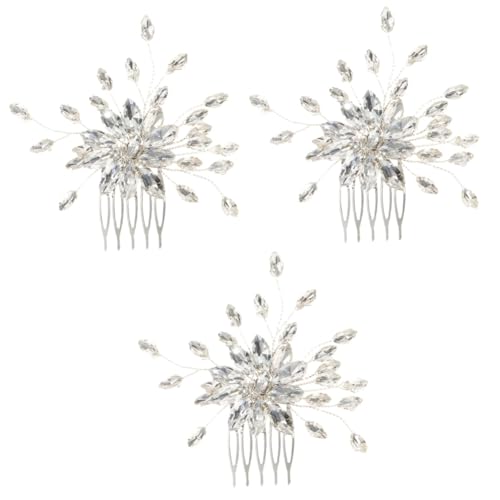 Angoily 3St Kamm dekorative Haarkämme Hochzeitskopfschmuck für die Braut haarschmuck Tiara Hochzeitshaarspangen für Bräute Haarkämme für die Hochzeit Glas Haarteil Zubehör von Angoily