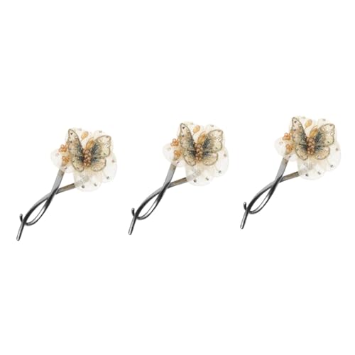 Angoily 3 Stück Stilvolle Schmetterlings-haarnadel Damen-haarspange Für Französisches Haar Feines Haar Keine Knicke Haarknotenhalter von Angoily