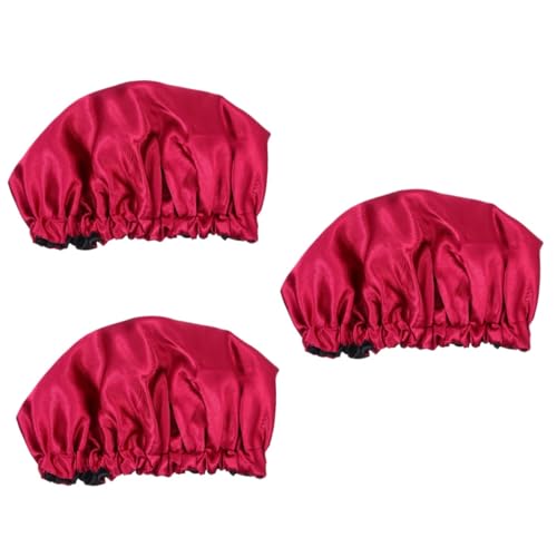 Angoily 3St Nachtmütze aus Satin geschier smooth comforter Langhaar modeste motivteigroller badetiere Elastizität weicher Hut Schwimmhaube Kopfbedeckung Damen Duschhaube 100% Polyester von Angoily