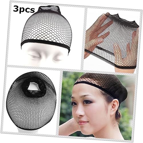 Angoily 3St Schal elastische Perückenkappen Mesh Dome Cap Kostümperücken Haubenkappe für Haarstyling Kostüm Perücke schwarze Perücke hohe Elastizität Bowler Hut Griffigkeit Haarnetz Damen von Angoily