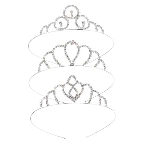 Angoily 3St Strass-Kristallkrone Haargummis für Mädchen Krone für Mädchen Prinzessin Strass Tiara haarschmuck Brautkronen Hochzeitskrone Strasssteine Kopfbedeckung Zubehör Legierung von Angoily