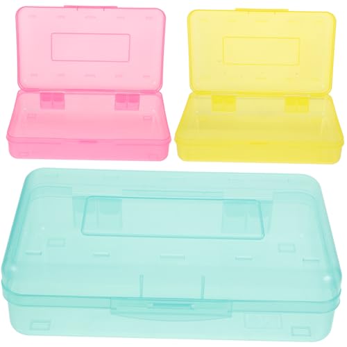 Angoily 3stücke Kunststoff Bleistiftbox Tragbare Schreibwarenbox Mit Deckel Für Stifte Bleistifte Schultaschen Schreibtische Organizer Für Schüler von Angoily