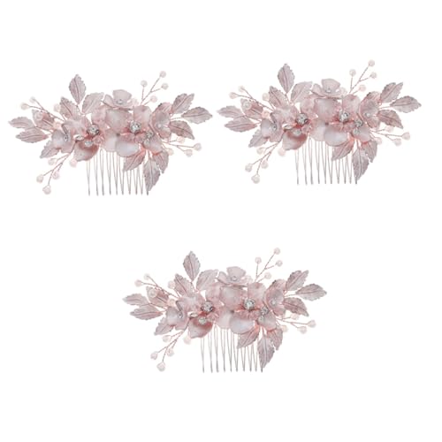 Angoily 3st Blumenkamm Hochzeitshaarkamm Für Bräute Haarkamm Für Frauen Hochzeit Seitenkämme Für Blumenhaare Haarschmuck Aus Perlen Haarschmuck Für Damen Tiara Mosaik Strass Kleid Braut von Angoily