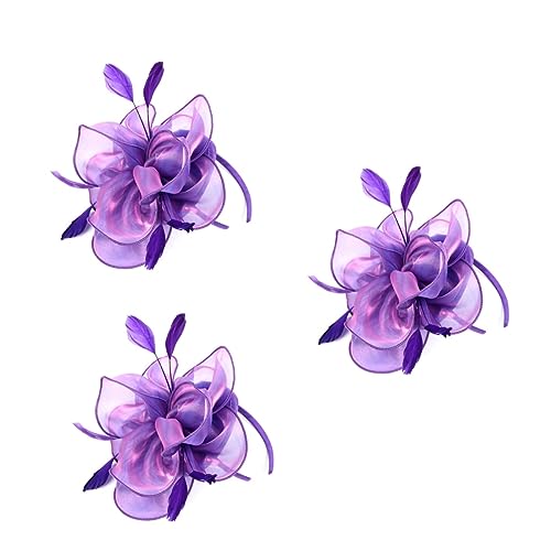 Angoily 3st Derby-mützen Für Damen Fascinators Für Die Teeparty Fascinators Für -teeparty Teehüte Für Tea-party-hüte 50er-jahre-kopfbedeckung Mit Stirnband Blinddarm Violett Braut Haar von Angoily