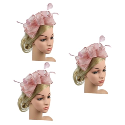 Angoily 3St Hochzeit Mini-Haarspangen für Frauen Haarspangen für Frauen Tiara Stirnband Gaze-Haarreifen Haarschmuck für Frauen Feder Kopfbedeckung das Foto Braut Rosa von Angoily