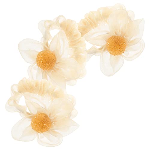 Angoily 3st Haarring Haargummis Pferdeschwanzhalter Haargummi Haarband Aus Seide Blumenhaarseil Blumen-scrunchie Haarschmuck Aus Tüll Haarseil Für Krawatte Mädchen Gittergewebe Frau von Angoily